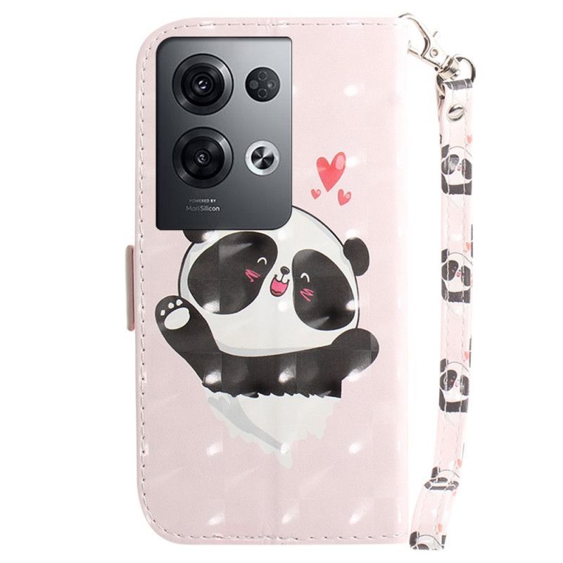 Flipové Pouzdro Na Oppo Reno 8 Pro Panda Love With Lanyard