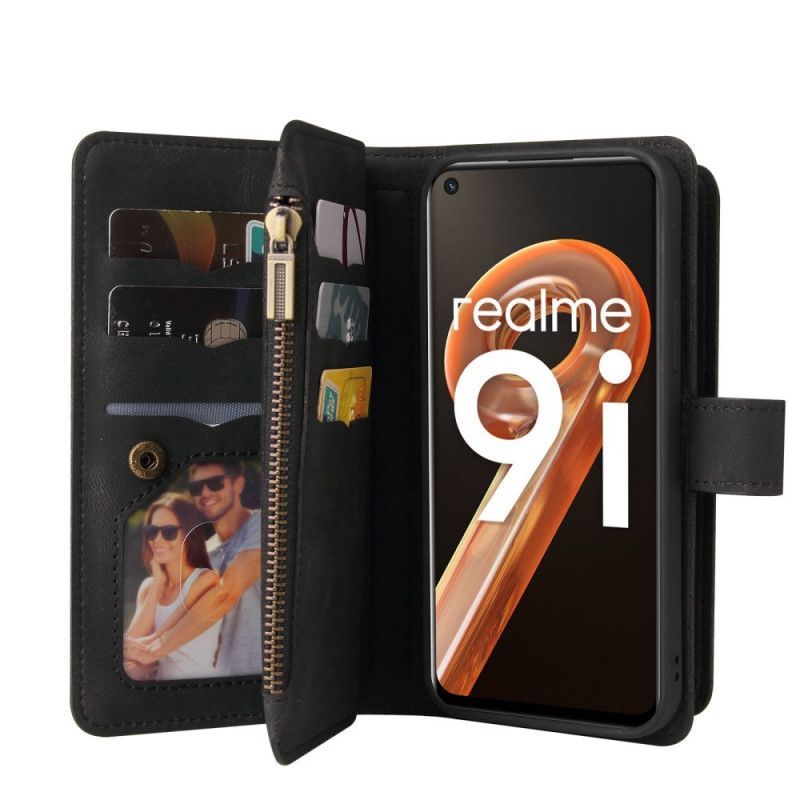 Flipové Pouzdro Na Realme 9i Multifunkční Držák Na 10 Karet