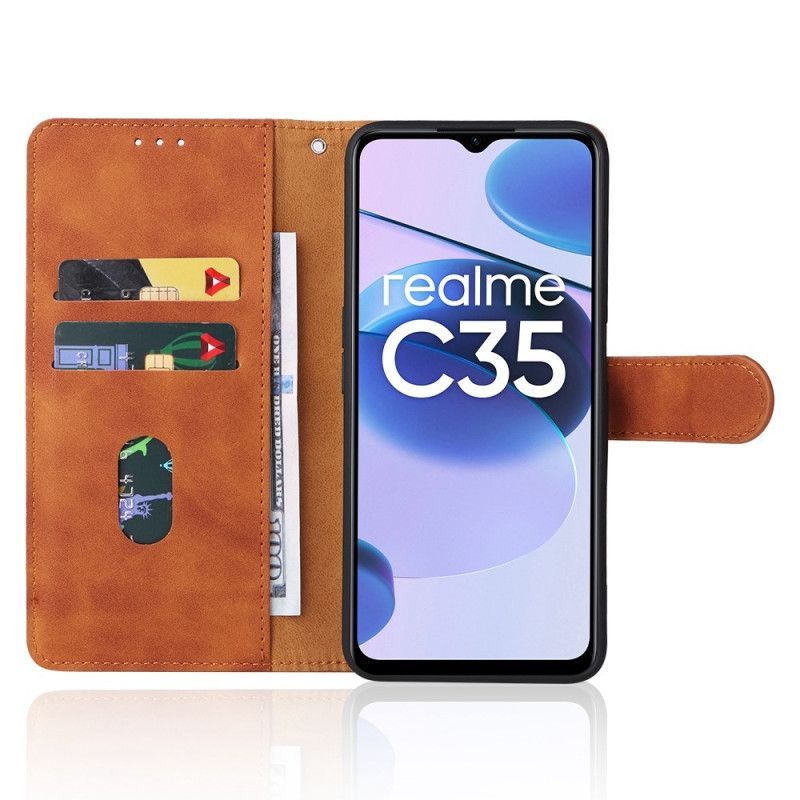 Flipové Pouzdro Na Realme C35 Na Lana Pocit Na Dotek S Řemínkem