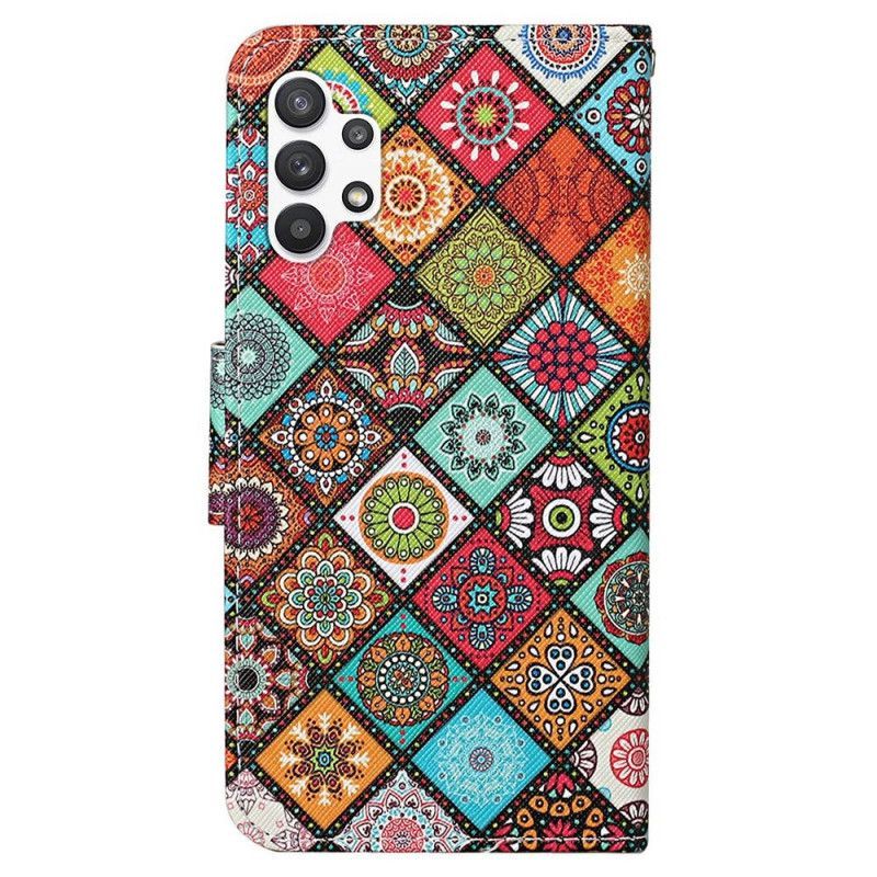 Flipové Pouzdro Na Samsung Galaxy A13 Patchwork S Lanyardem