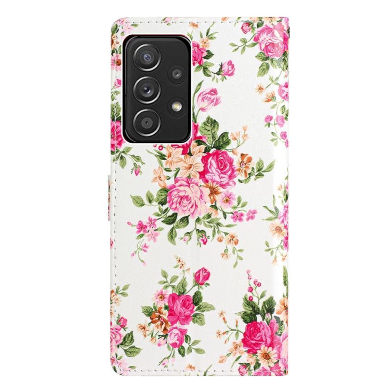 Flipové Pouzdro Na Samsung Galaxy A53 5G Na Lana Popruh Liberty Flowers