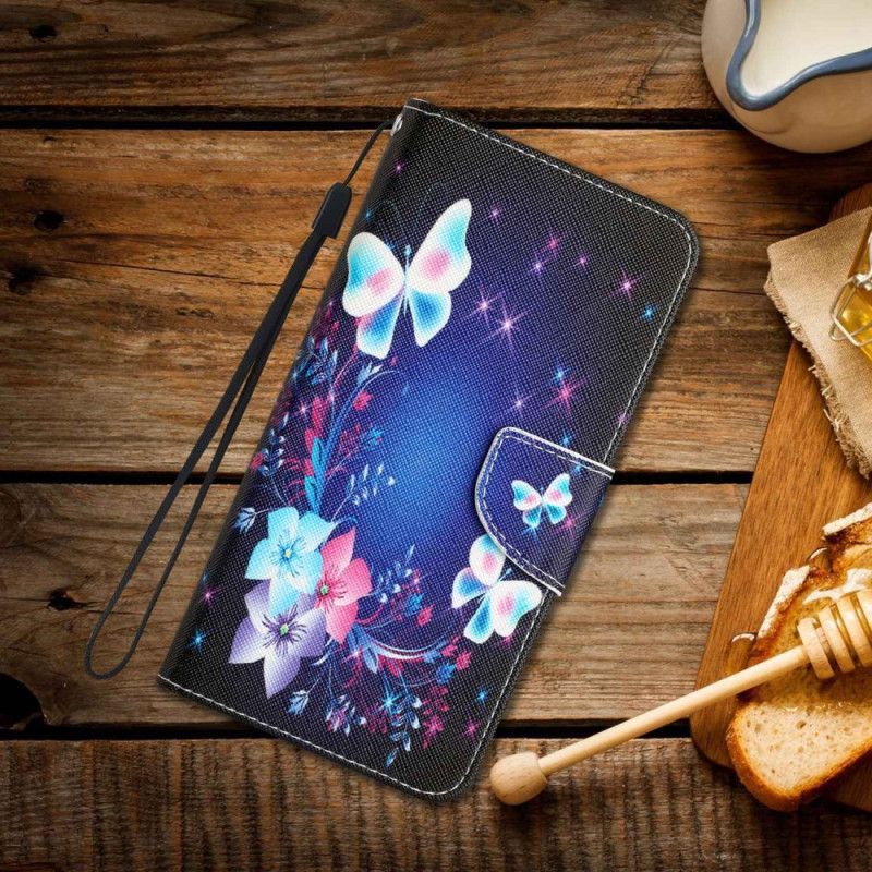 Flipové Pouzdro Na Samsung Galaxy A53 5G Na Lana Vílí Motýli S Lanyardem