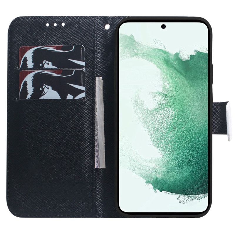 Flipové Pouzdro Na Samsung Galaxy A54 5G Na Lana Lanyard Panda Fan