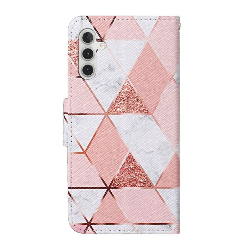 Flipové Pouzdro Na Samsung Galaxy A54 5G Na Lana Marble And Glitter Strappy