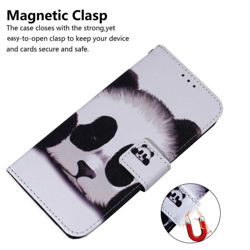 Flipové Pouzdro Na Samsung Galaxy M13 Na Lana Strappy Panda