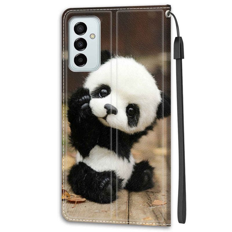 Flipové Pouzdro Na Samsung Galaxy M23 5G Na Lana Malá Panda S Popruhem