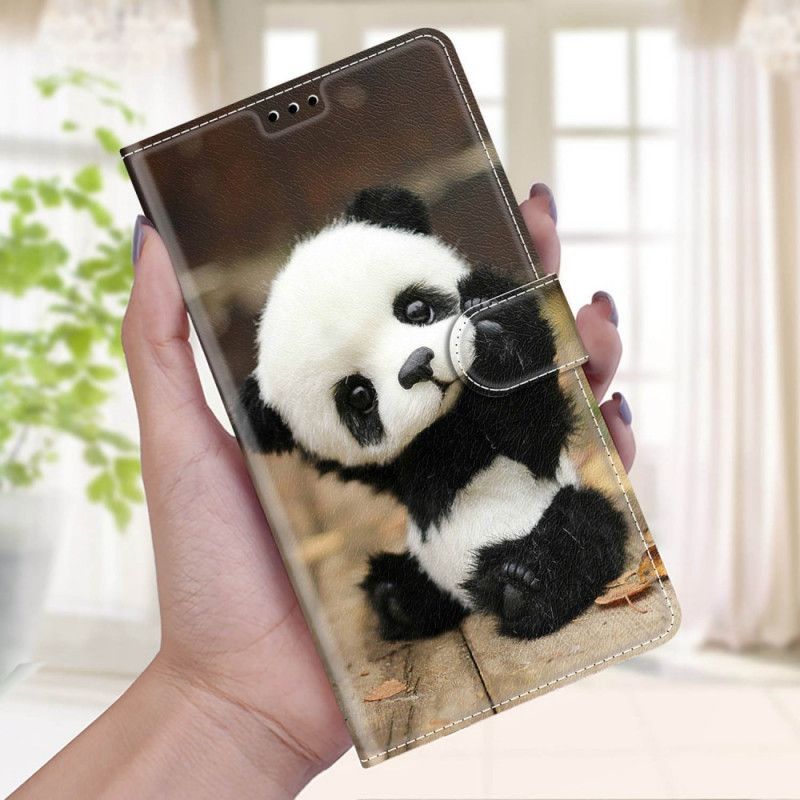 Flipové Pouzdro Na Samsung Galaxy M53 5G Na Lana Malá Panda S Popruhem