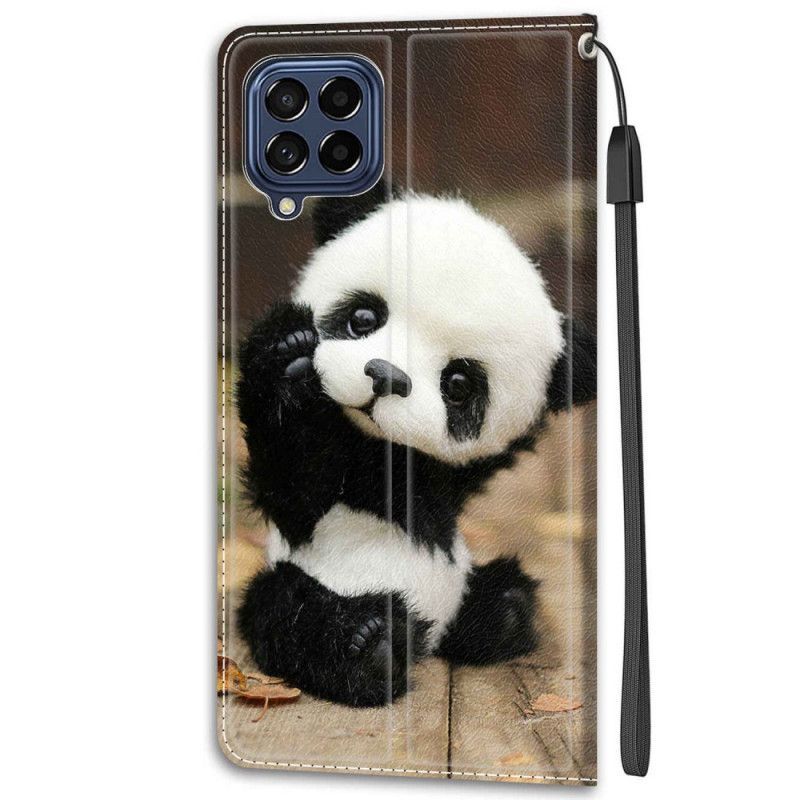 Flipové Pouzdro Na Samsung Galaxy M53 5G Na Lana Malá Panda S Popruhem