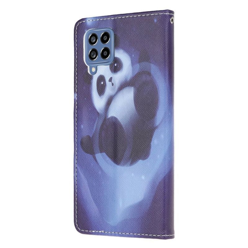 Flipové Pouzdro Na Samsung Galaxy M53 5G Na Lana Vesmírná Panda S Lanyardem