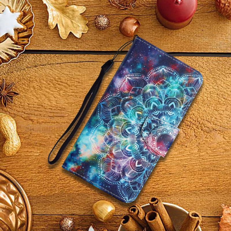 Flipové Pouzdro Na Samsung Galaxy S22 Plus 5G Na Lana Okázalý Half Mandala Strappy