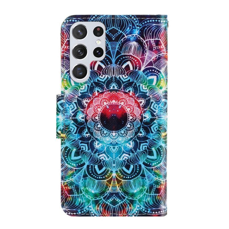 Flipové Pouzdro Na Samsung Galaxy S22 Ultra 5G Na Lana Okázalá Strappy Mandala