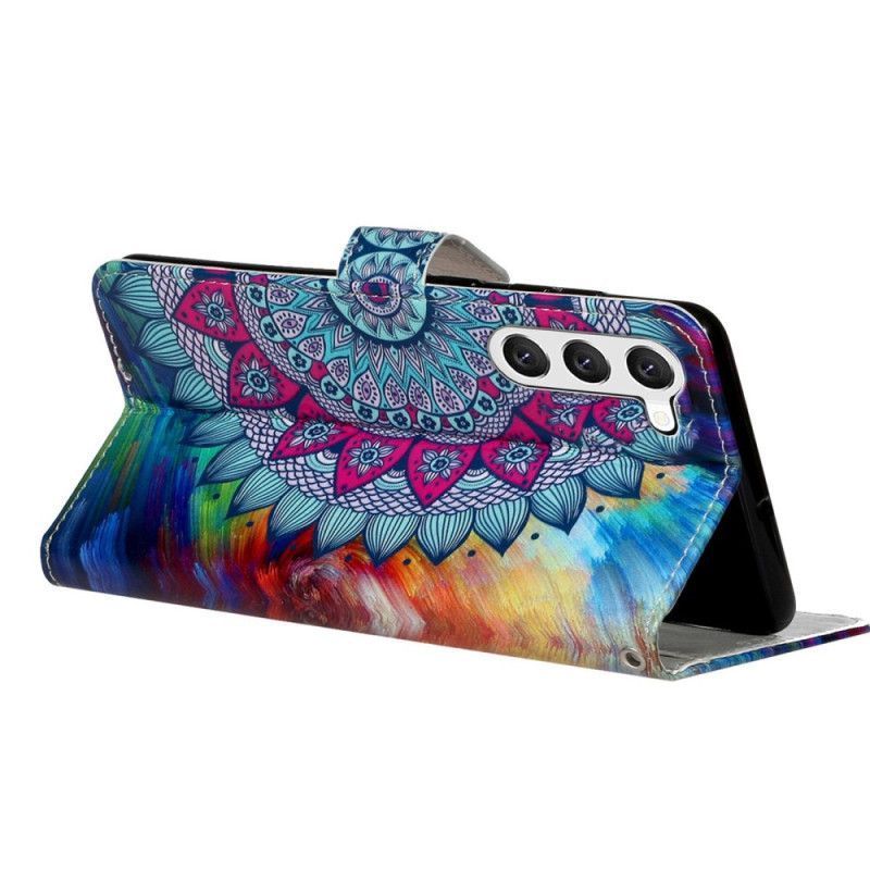 Flipové Pouzdro Na Samsung Galaxy S23 5G Na Lana Barevné Strappy Mandala