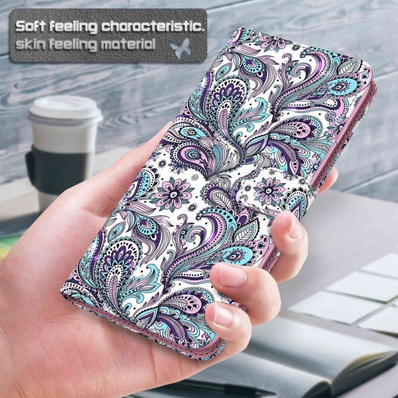 Flipové Pouzdro Na Samsung Galaxy S23 5G Na Lana Strappy Paisley Vzor