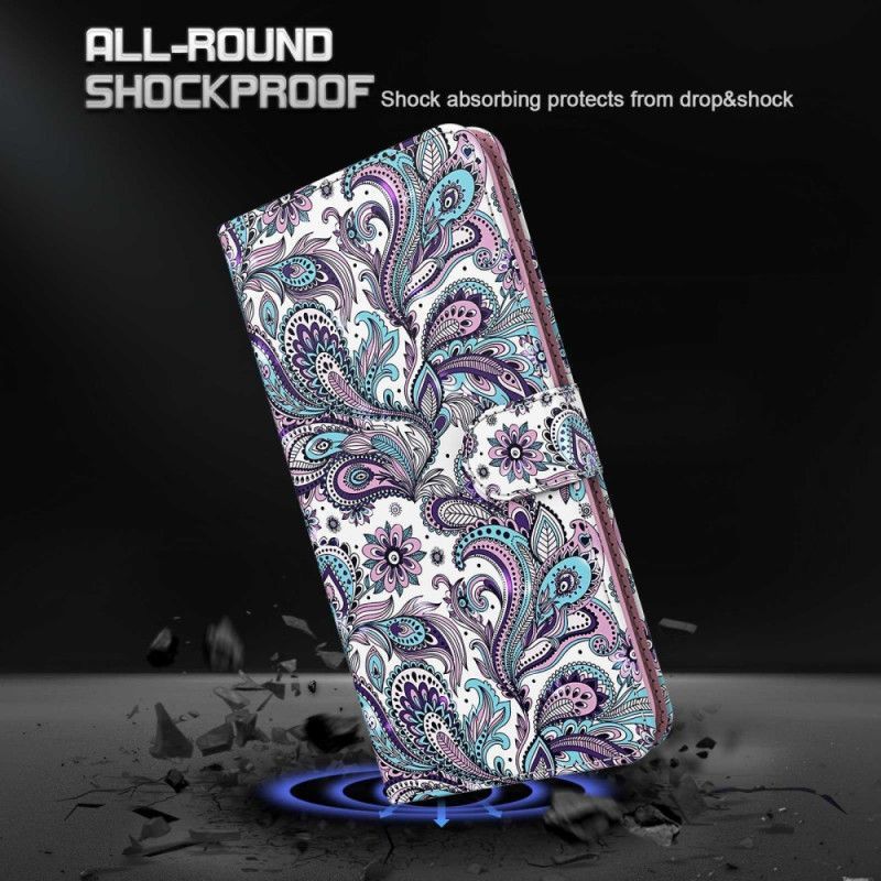 Flipové Pouzdro Na Samsung Galaxy S23 5G Na Lana Strappy Paisley Vzor