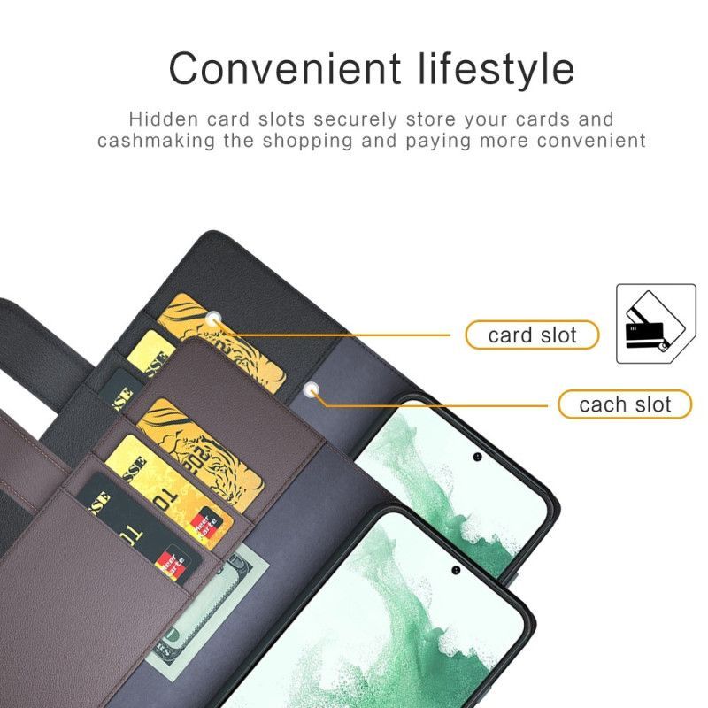 Flipové Pouzdro Na Samsung Galaxy S23 5G Pravá Kůže