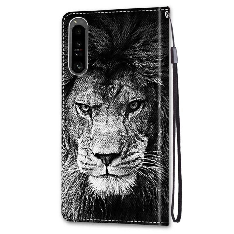 Flipové Pouzdro Na Sony Xperia 1 IV Na Lana Lanyard Lion