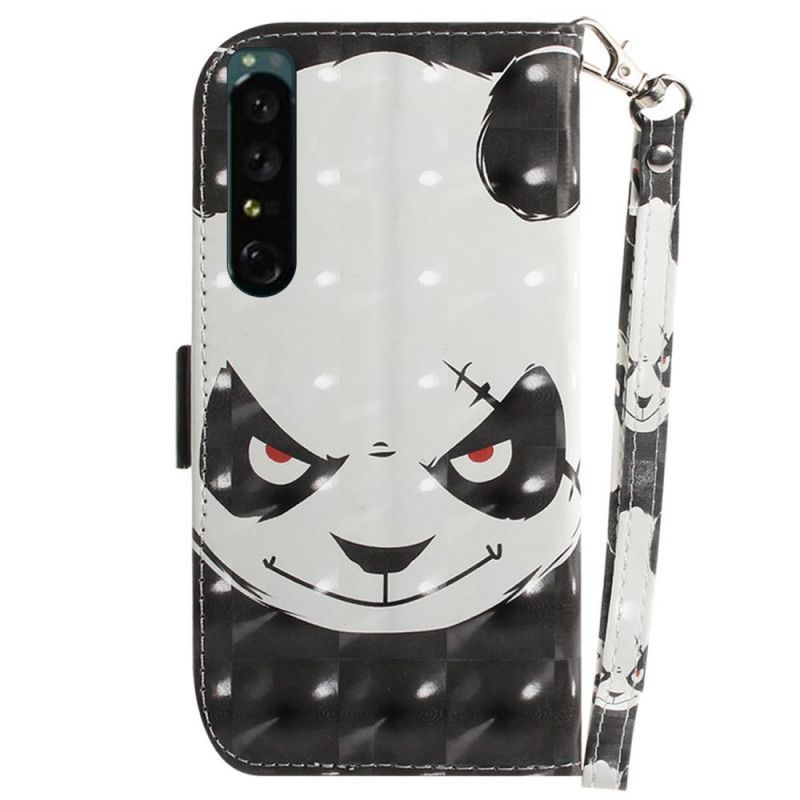 Flipové Pouzdro Na Sony Xperia 1 IV Na Lana Strappy Panda