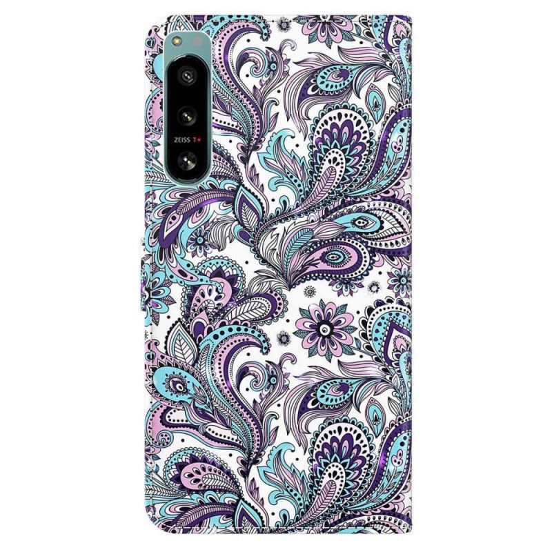 Flipové Pouzdro Na Sony Xperia 5 IV Na Lana Strappy Paisley Vzor