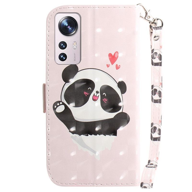 Flipové Pouzdro Na Xiaomi 12 / 12X Na Lana Panda Love With Lanyard