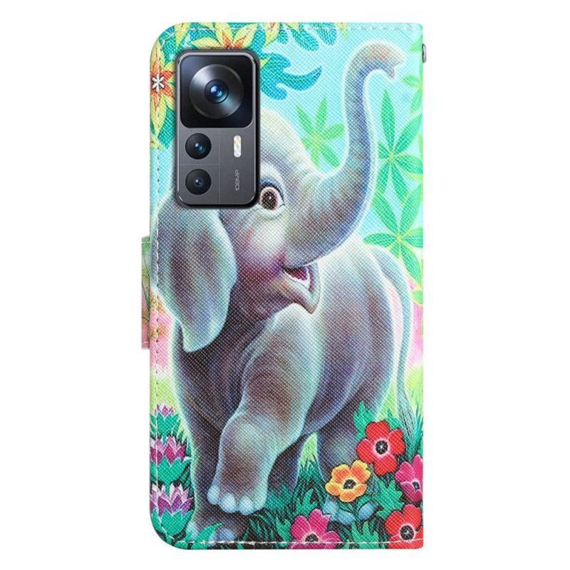 Flipové Pouzdro Na Xiaomi 12T / 12T Pro Na Lana Don't Touch Me Elephant With Strap