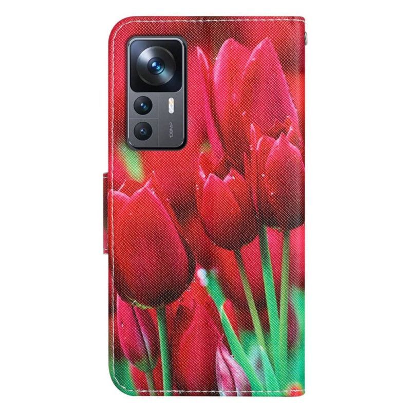 Flipové Pouzdro Na Xiaomi 12T / 12T Pro Tanga Tulipány