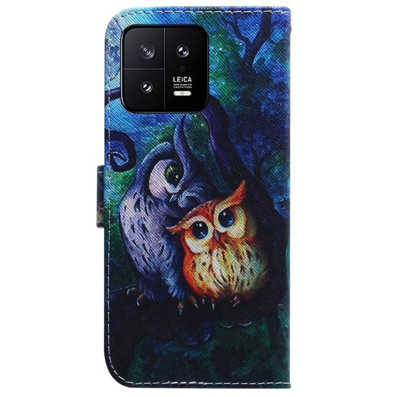 Flipové Pouzdro Na Xiaomi 13 Na Lana Strappy Owls Malování