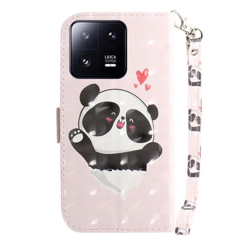 Flipové Pouzdro Na Xiaomi 13 Pro Na Lana Panda Love With Lanyard