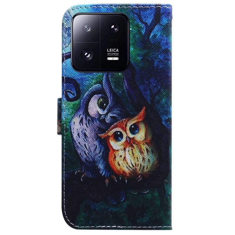 Flipové Pouzdro Na Xiaomi 13 Pro Na Lana Strappy Owls Malování