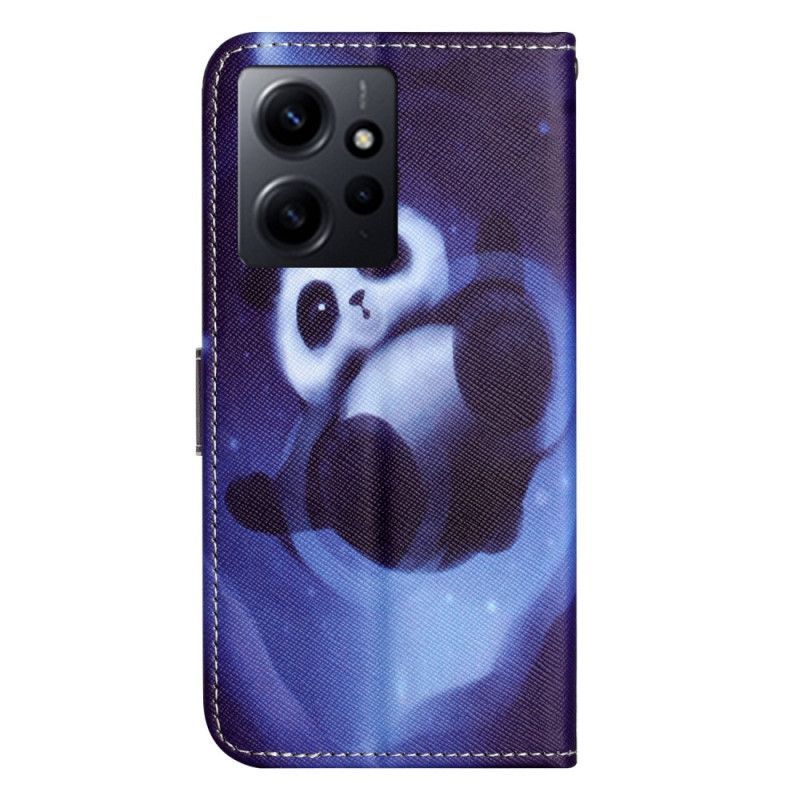 Flipové Pouzdro Na Xiaomi Redmi Note 12 4G Na Lana Vesmírná Panda S Lanyardem