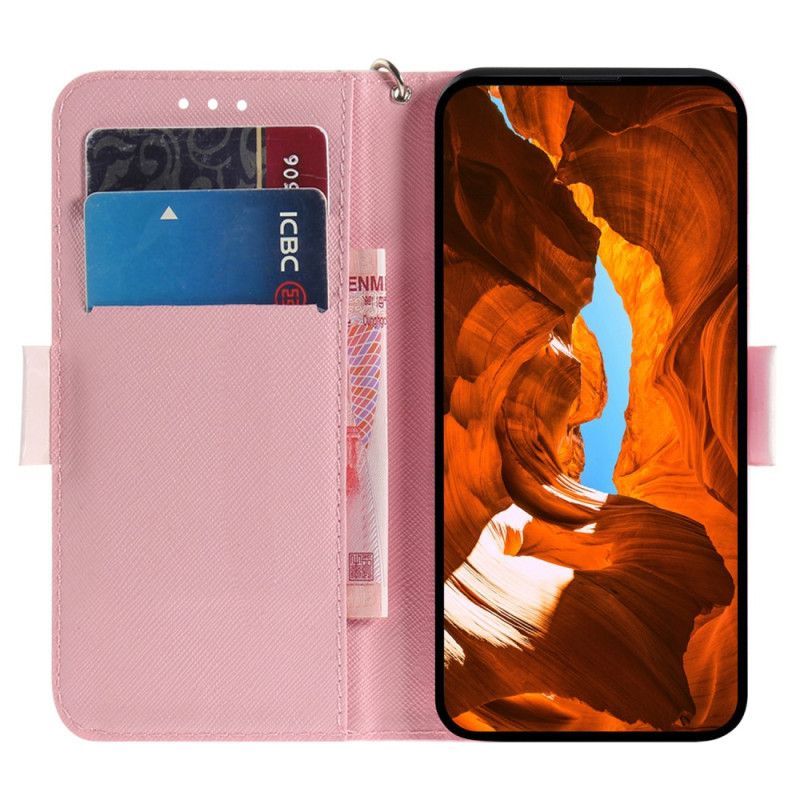 Flipové Pouzdro Na Xiaomi Redmi Note 12 5G Na Lana Panda Love With Lanyard