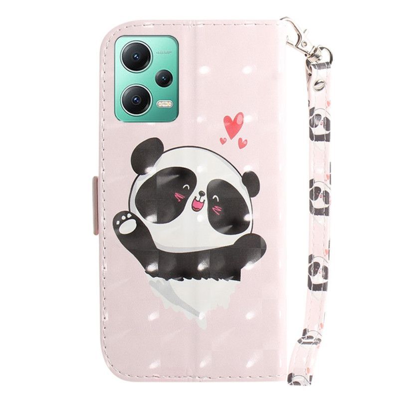 Flipové Pouzdro Na Xiaomi Redmi Note 12 5G Na Lana Panda Love With Lanyard