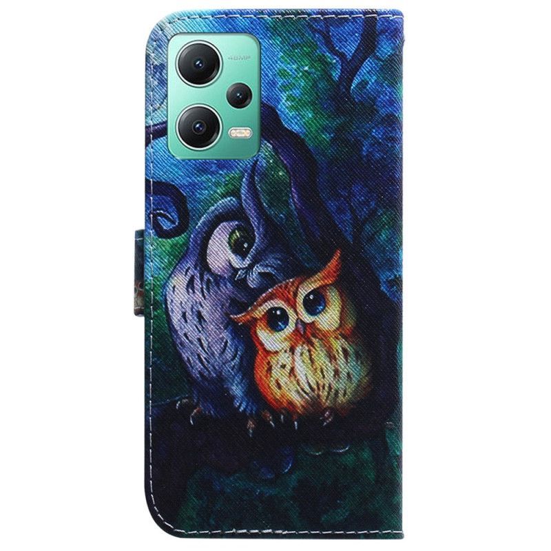 Flipové Pouzdro Na Xiaomi Redmi Note 12 5G Na Lana Strappy Owls Malování