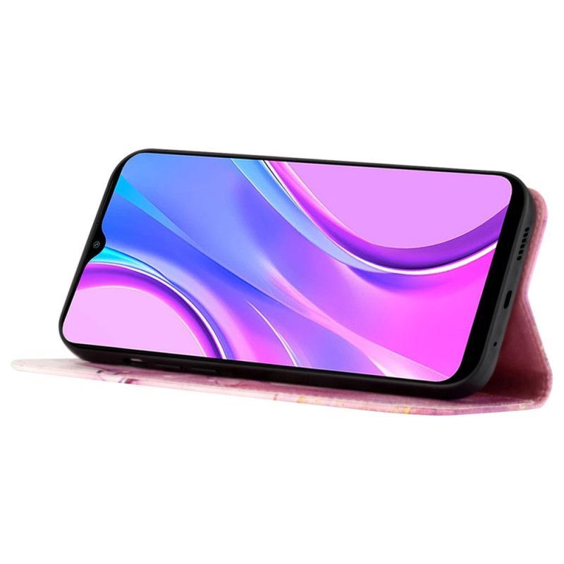 Flipové Pouzdro Na Xiaomi Redmi Note 12 5G Mramorový Popruh Přes Rameno