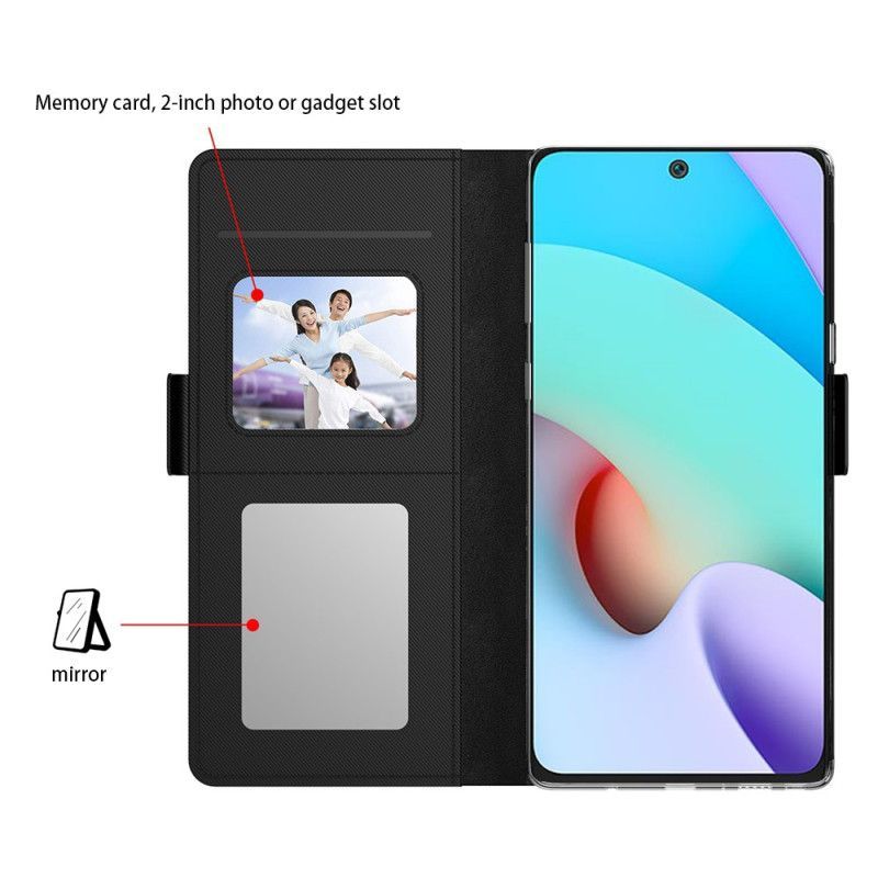 Flipové Pouzdro Na Xiaomi Redmi Note 12 5G Odnímatelné Zrcátko A Držák Karty