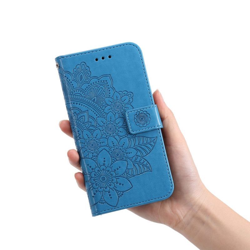 Flipové Pouzdro Na Xiaomi Redmi Note 12 Pro Na Lana Popruh Květina Mandala