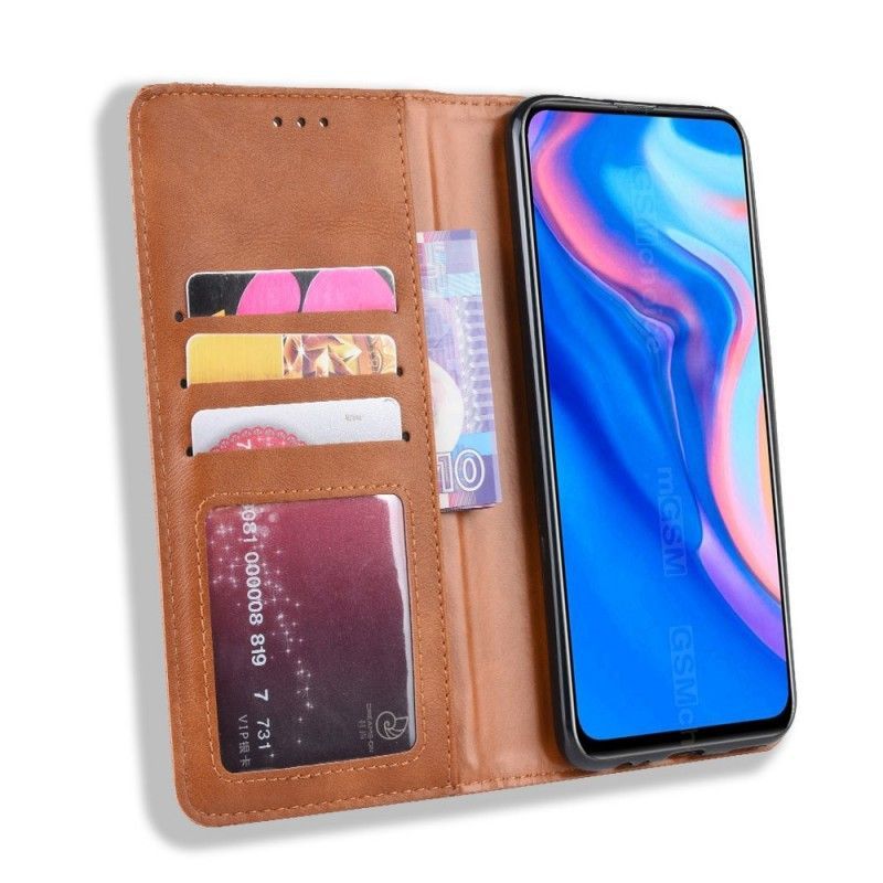 Flip Cover Huawei P Smart Z / Kožené Pouzdro Folio Honor 9x Stylizovaný Vintage Kožený Efekt