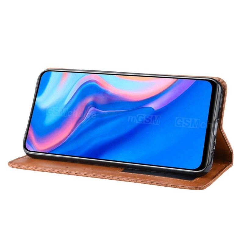 Flip Cover Huawei P Smart Z / Kožené Pouzdro Folio Honor 9x Stylizovaný Vintage Kožený Efekt