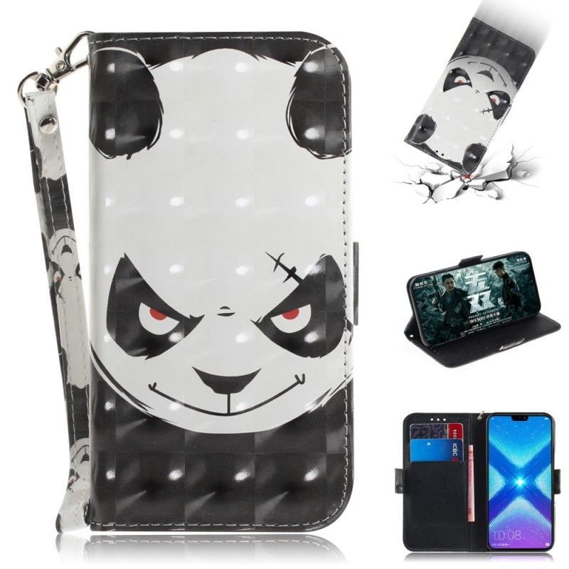 Flipové Pouzdro Honor 8x Rozzlobená Panda S Popruhem