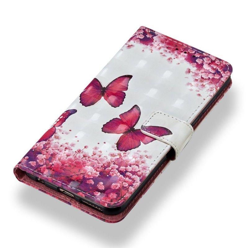 Huawei Flipové Pouzdro Honor 7c Cover 3d Red Butterflies