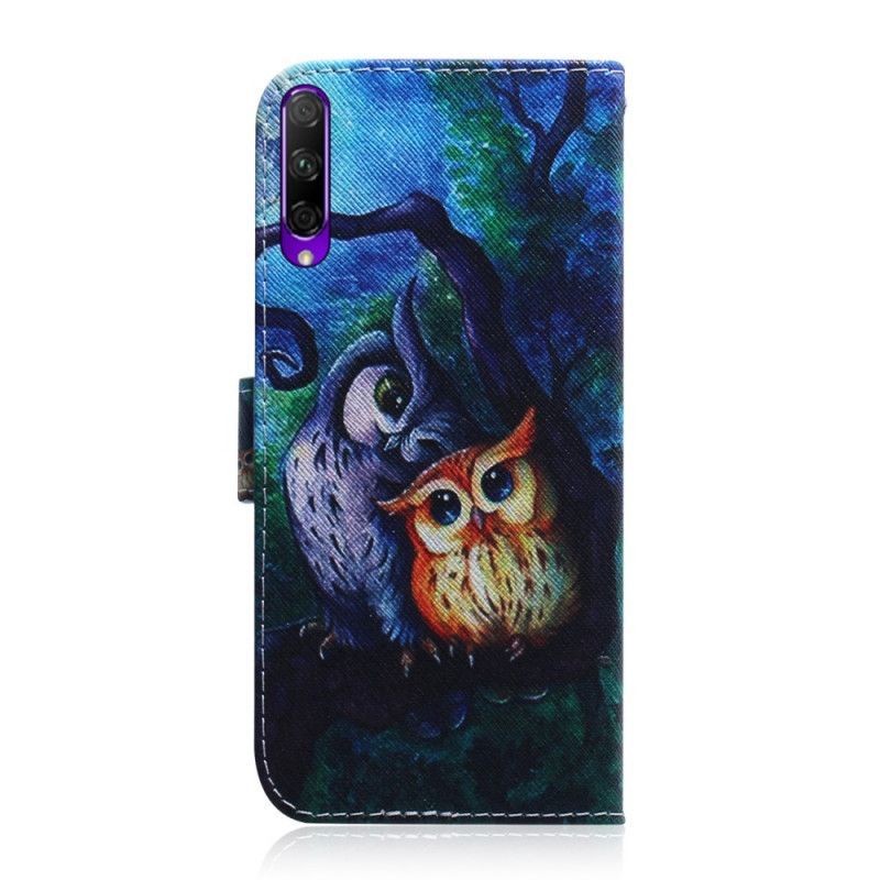 Huawei P Smart Pro Case / Peněženková Pouzdra Honor 9x Pro Malování Sov