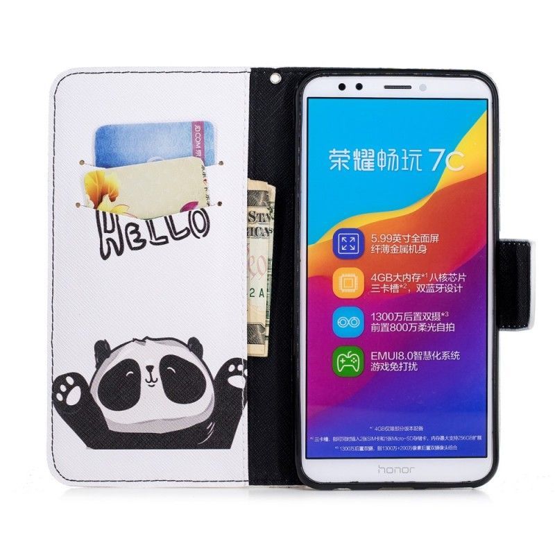 Huawei Y7 2018 Cover / Peněženková Pouzdra Honor 7c Ahoj Panda