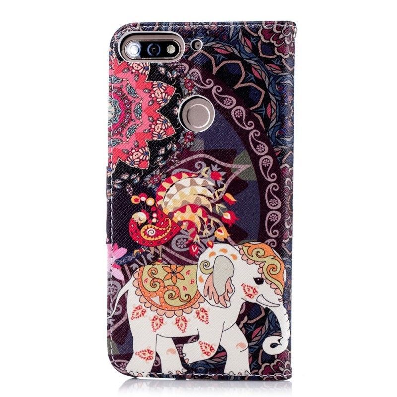 Huawei Y7 2018 Cover / Peněženková Pouzdra Honor 7c Mandala Etnickí Sloni