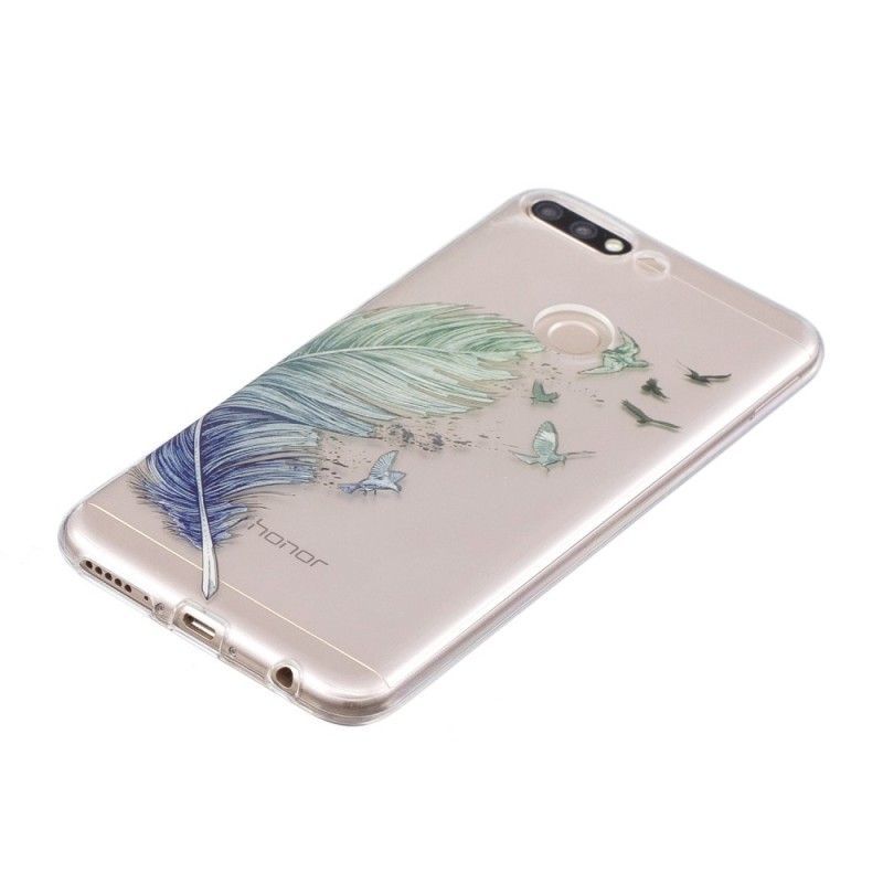 Huawei Y7 2018 Pouzdro / Kryt Honor 7c Transparentní Barevné Pírko