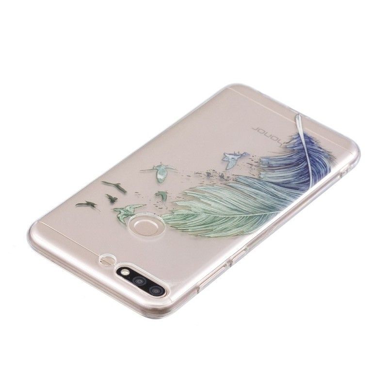 Huawei Y7 2018 Pouzdro / Kryt Honor 7c Transparentní Barevné Pírko