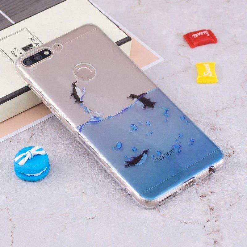 Huawei Y7 2018 Pouzdro / Průhledná Hra Kryt Honor 7c Tučňák