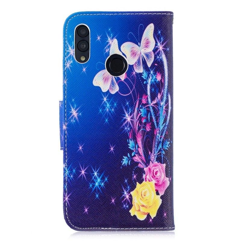 Kožené Pouzdro Na Honor 10 Lite / Huawei P Smart 2019 Motýli V Noci