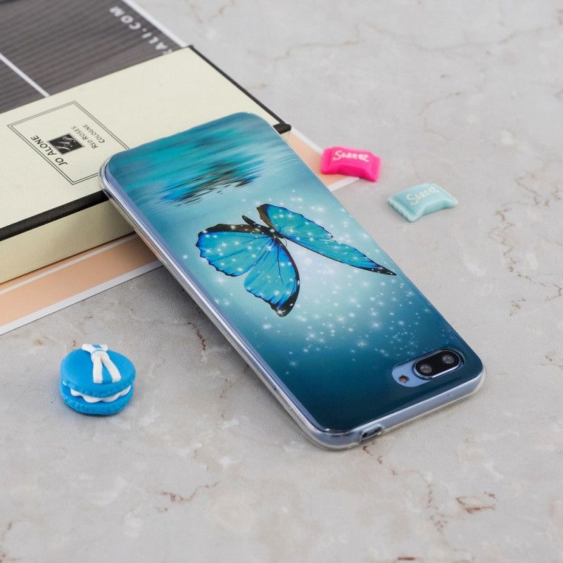 Kryt Honor 10 Fluorescenční Modrý Motýl