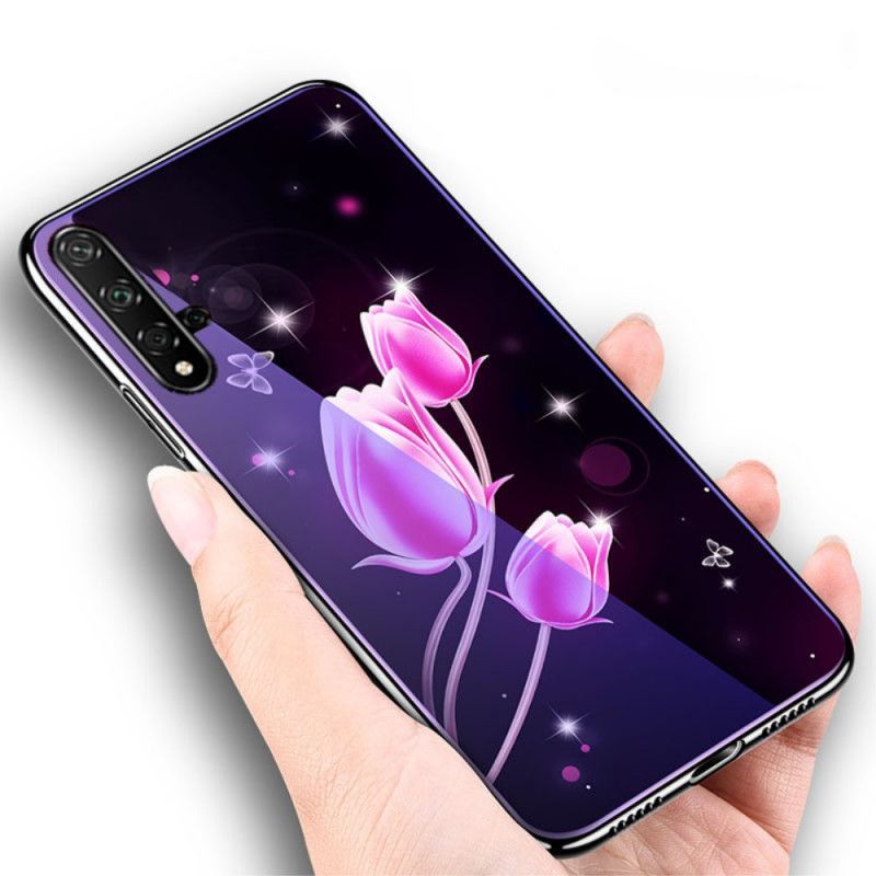 Kryt Honor 20 / Huawei Nova 5t Tvrzené Sklo A Květinový Silikon