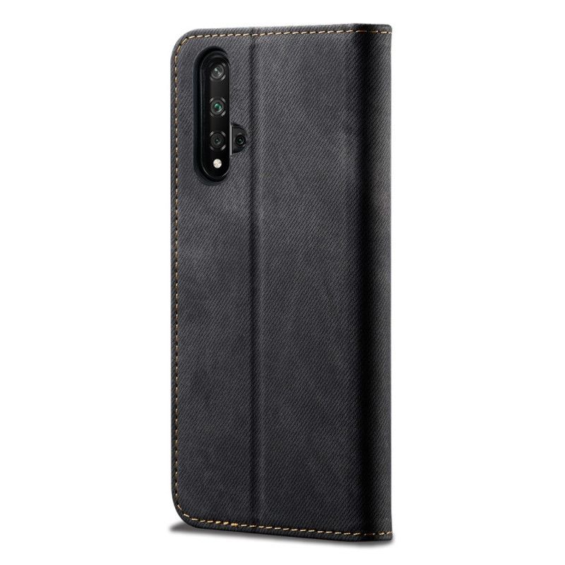 Flip Cover Honor 20 / Kožené Pouzdro Folio Huawei Nova 5t Textura Džíny Z Imitace Kůže