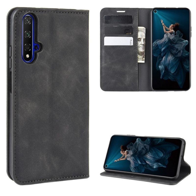 Flip Cover Honor 20 / Kožené Pouzdro Folio Na Huawei Nova 5t Elegantní Kožený Efekt